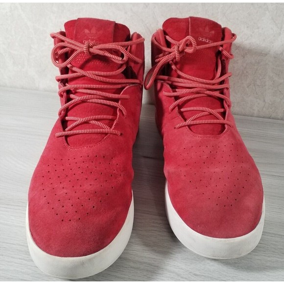 Adidas Originals Tubular Invader Men's 13 Suede Trainers Shoes Boots Lace up Red - Picture 4 of 8